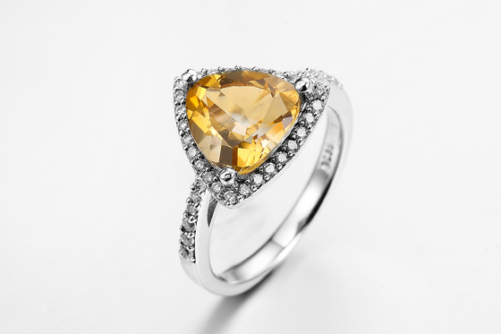 Unisex-gelbes Zitrin Novembers Birthstone des Verlobungsring-4.84g