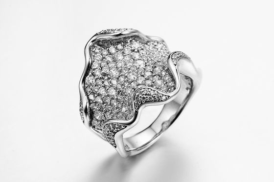 Retikuläre weibliche Zirkon-Hochzeits-Bänder 9.84g Sterling Silver Cz Anniversary Bands