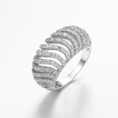 überzog silberner CZ Rhodium Ringe 6.04g 925 Sterling Silver Interlocking Ring