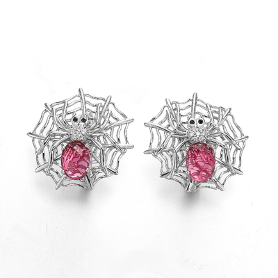 Spinnen-Netz Sterling Silver Stud Earrings Withs Swarovski des Rubin-925 Kristall-4.85g
