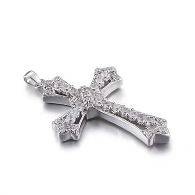 Deckung III 925 silberner hängender 4.53g Sterling Silver Cubic Zirconia Cross Anhänger CZ