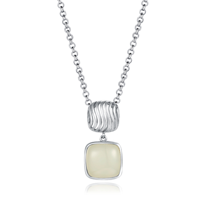 Spiegel polierte hängendes Kissen weiße Jade Pendant Necklace des silbernen Edelstein-925