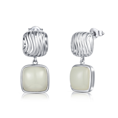 silberne unbedeutende Art 10x10mm Kissen-weiße Jade Stud Earringss 925
